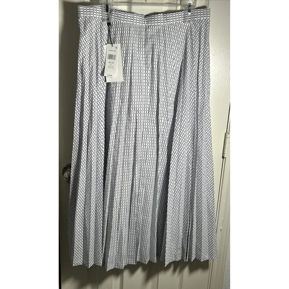 LACOSTE Pleated Skirt , Size 42/10, White/Thermal Blue  NWT MSRP 195